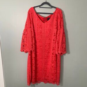 NEW‎ Gabby Skye red lace flowy sleeve knee length casual party dress